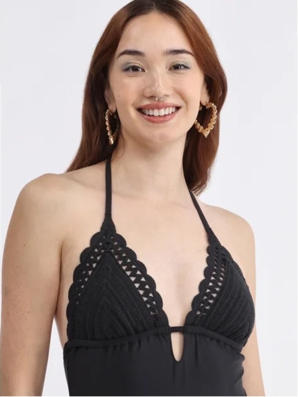 Easy Breezy Crochet One-Piece Swimsuit In Rich Black - Picture 2 of 3